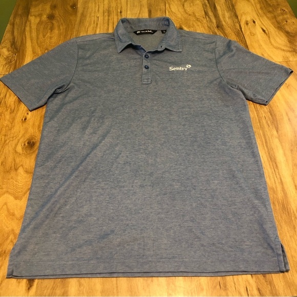 Travis Mathew Sentry Chest Logo Blue Short Sleeve Golf Shirt Polo Mens Medium - Picture 1 of 9